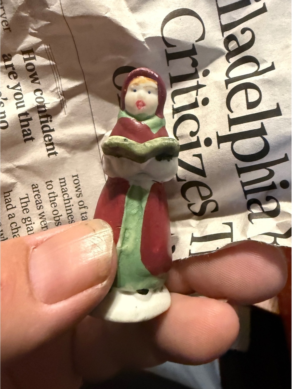 Vintage Miniature Ceramic Figurine of a Woman Reading a Book